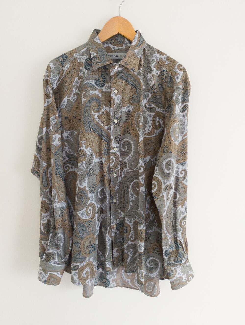 ETRO Milano Paisley Print Cotton Button Down Shirt Mens Size 45